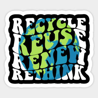 Recycle Reuse Renew Rethink Earth Day Environmental Activism Sticker